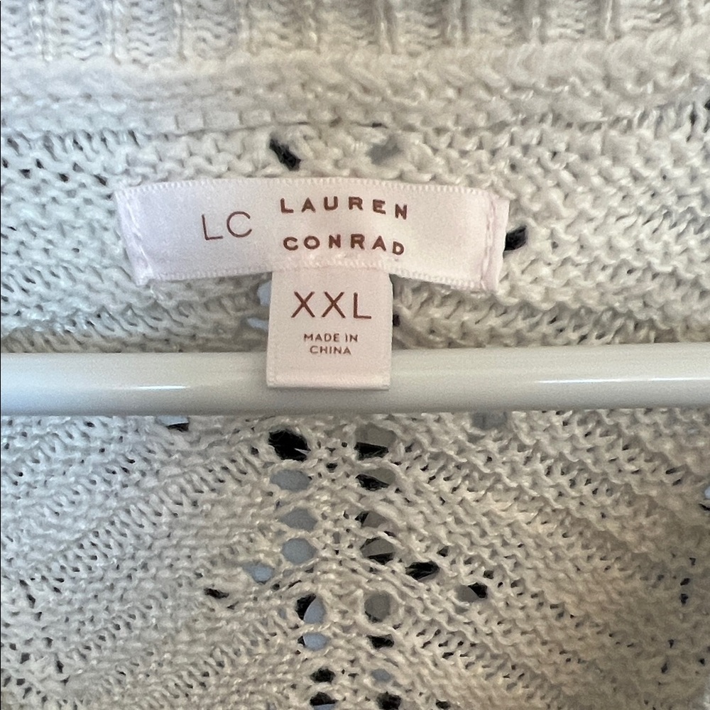LC Lauren Conrad Cream Knit Cardigan with light blue trim - excellent condition - Picture 2 of 3
